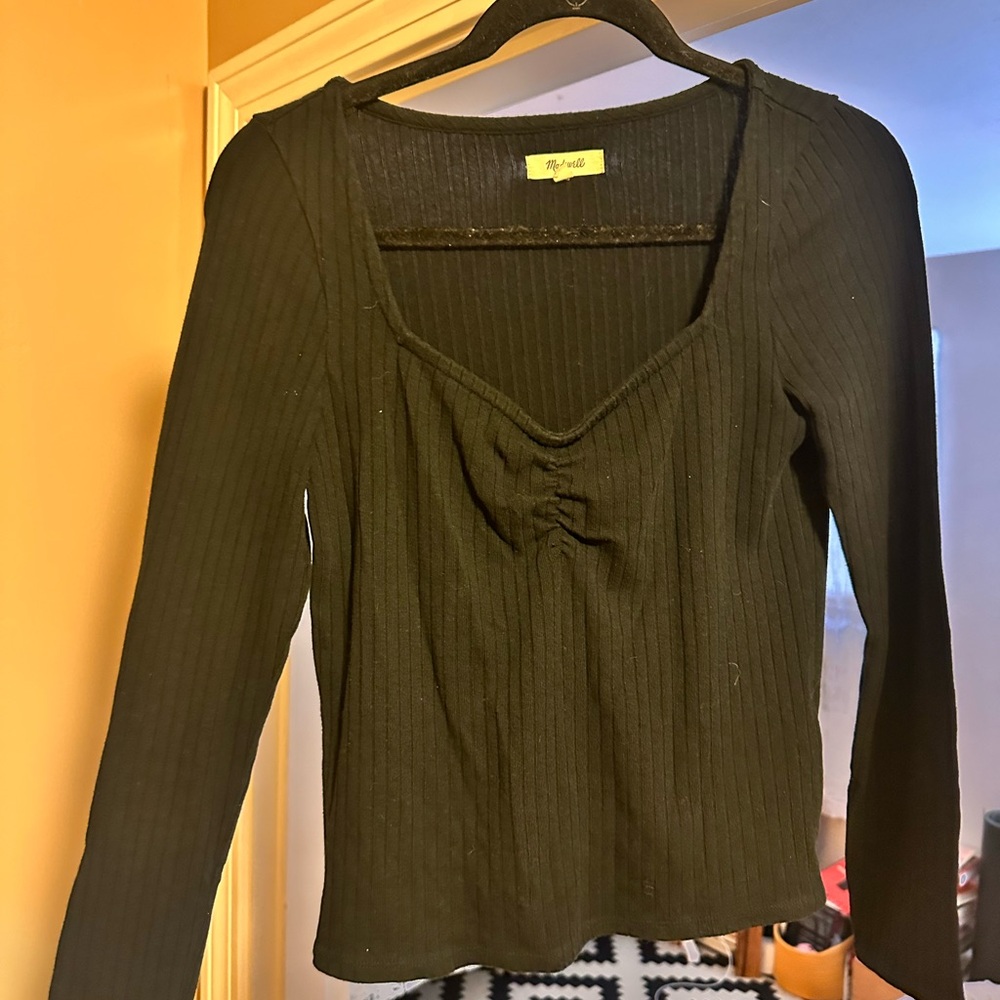 Madewell Black Ribbed Long Sleeve Top